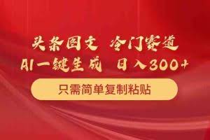 （10039期）头条图文 冷门赛道 只需简单复制粘贴 几分钟一条作品 日入300+