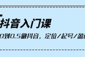 （10076期）抖音入门课，从0到0.5做抖音，定位/起号/盈利（9节课）