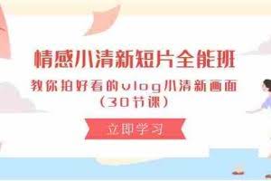 （10567期）情感 小清新短片-全能班，教你拍好看的vlog小清新画面 (30节课)
