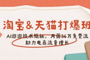 （14106期）淘宝&天猫 打爆班，AI逛逛技术揭秘，月薅36万免费流，助力流量增长