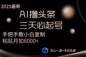（14102期）AI撸头条三天必起号手把手教小白复制粘贴月入6000+教程