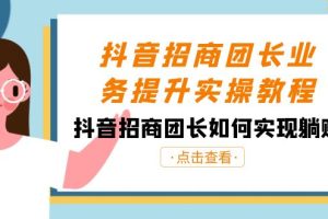 (8538期)抖音-招商团长业务提升实操教程,抖音招商团长如何实现躺赚(38节)
