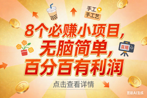 （17284期）9个必赚小项目，无脑简单，百分百有利润，副业首选，日入300+