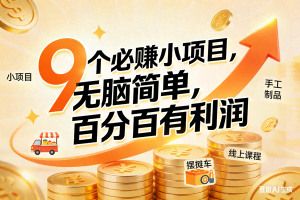 （17260期）9个必赚小项目，无脑简单，百分百有利润，副业首选，日入200+