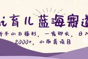 （16612期）Ai育儿蓝海赛道，新手小白福利，一发即火，日入2000+，小而美项目