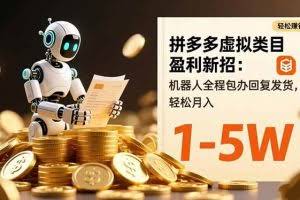 （16529期）拼多多虚拟类目盈利新招：机器人全程包办回复发货，轻松月入 1-5W