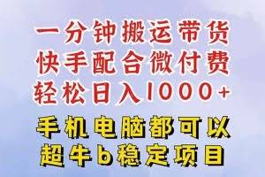 （16285期）快手黑科技一分钟搬运带货，一刀不剪过原创，微付费投流玩法，轻松日入…