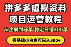 （16220期）拼多多开店运营课程： 蓝海变现玩法，轻松实现睡后收入 零基础小白也可…