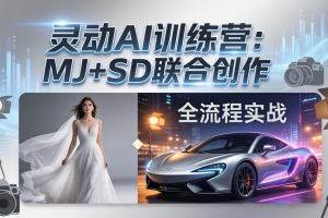 （17795期）灵动AI训练营-3.0课程：MJ+SD联合创作，从婚纱大片到汽车广告，摄影后期全流程实战