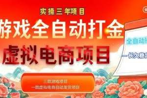（18692期）实操三年的游戏全自动打金加虚拟电商项目，日入1000+，长久稳定！