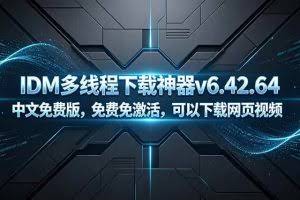 （18688期）IDM多线程下载神器v6.42.64中文免费版，免费免激活，可以下载网页视频（例如飞书文档内的视频）