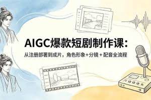 （18676期）AIGC爆款短剧制作课：从注册部署到成片，角色形象+分镜+配音全流程