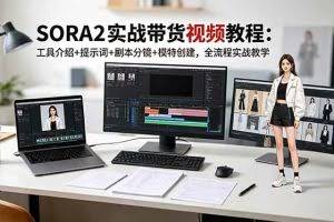 （18718期）SORA2实战带货视频教程：工具介绍+提示词+剧本分镜+模特创建，全流程实战教学
