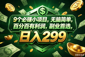 （18712期）9个必赚的小项目，百分百赚，无脑简单，副业首选，日入199+