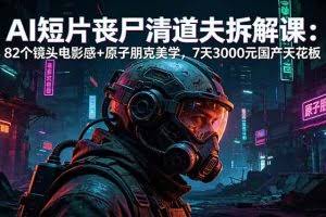 （18649期）AI短片《丧尸清道夫》拆解课：82个镜头电影感+原子朋克美学，7天3000元国产天花板