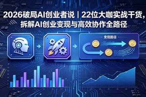 （18628期）2026 破局 AI 创业者说｜22 位大咖实战干货，拆解 AI 创业变现与高效协作全路径