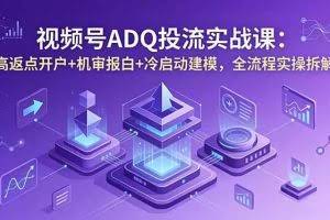 （18623期）视频号ADQ投流实战课：高返点开户+机审报白+冷启动建模，全流程实操拆解