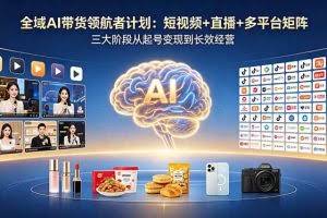 （18593期）全域AI带货领航者计划：短视频+直播+多平台矩阵，三大阶段从起号变现到长效经营