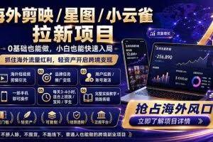 （18567期）海外剪映 / 星图 / 小云雀拉新项目 普通人也能上手的跨境流量变现副业