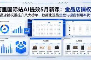 （18556期）阿里国际站AI提效5月新课：金品店铺权重提升八大榜单，数据化选品复盘与橱窗利用率优化