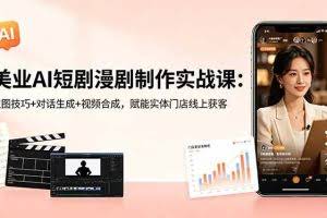 （18536期）美业AI短剧漫剧制作实战课：生图技巧+对话生成+视频合成，赋能实体门店线上获客