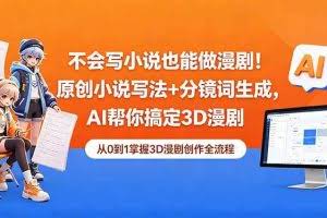 （18512期）不会写小说也能做漫剧！原创小说写法+分镜词生成，AI帮你搞定3D漫剧