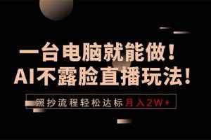 （18472期）一台电脑就能做！AI不露脸直播玩法，照抄流程轻松达标月入2W+
