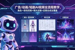 （18455期）广告/动画/短剧AI视频全流程教学，角色一致性控制+镜头运镜+后期合成全覆盖