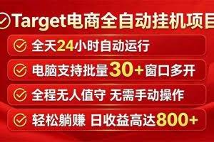 （18440期）Target电商全自动挂机项目全天自动运行电脑可批量30+窗口运行日收益入800+