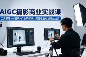 （18434期）AIGC 摄影商业实战课，工具部署+AI置景+广告级精修，低配电脑也能高效出片