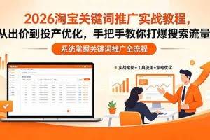 （18423期）2026淘宝关键词推广实战教程，，从出价到投产优化，手把手教你打爆搜索流量