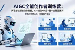 （18403期）AIGC全能创作者训练营：从零基础到签约拿稿费，AI+短篇+长篇+剧本全链路闭环