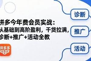 （18363期）拼多多年费会员实战(更新26年5月7)：从基础到高阶盈利，干货拉满，诊断+推广+活动全教