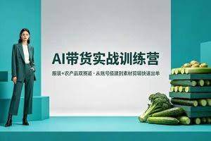 （18355期）AI带货实战训练营，服装+农产品双赛道，从账号搭建到素材剪辑快速出单
