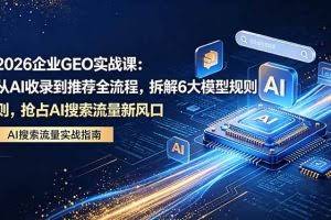 （18368期）2026 企业GEO实战课：从AI收录到推荐全流程，拆解6大模型规则，抢占 AI 搜索流量新风口