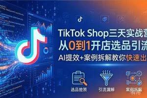 （18365期）TikTok Shop三天实战营2026年5月，从0到1开店选品引流，AI提效+案例拆解教你快速出单
