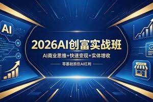 （18318期）2026AI创富实战班，AI商业思维+快速变现+实体增收，零基础抓住AI红利