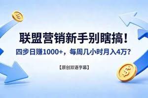 （18278期）联盟营销新手别瞎搞！四步日赚 1000+，每周几小时月入 4 万？【原创双语字幕】