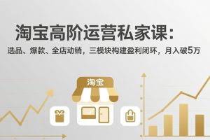 （18095期）淘宝高阶运营私家课（更新26年4月18）：选品、爆款、全店动销，三模块构建盈利闭环，月入破5万