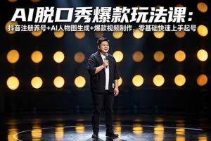 （18012期）AI脱口秀爆款玩法课：抖音注册养号+AI人物图生成+爆款视频制作，零基础快速上手起号