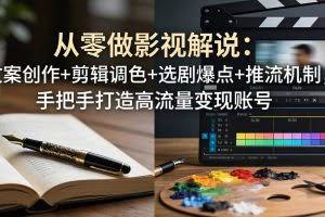 （17972期）从零做影视解说：文案创作+剪辑调色+选剧爆点+推流机制，手把手打造高流量变现账号