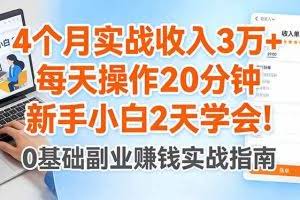 （17956期）4个月实战收入3万+，每天操作20分钟，新手小白2天学会！