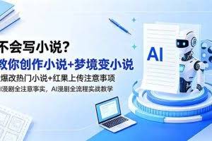 （18801期）不会写小说？教你创作小说+梦境变小说+爆改热门小说+红果上传注意事项，AI漫剧全流程实战教学