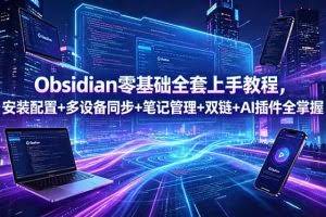 （18797期）Obsidian零基础全套上手教程，安装配置+多设备同步+笔记管理+双链+AI插件全掌握