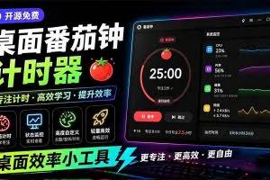 （19564期）仅1.16MB，开源极简的桌面时钟、番茄钟计时器，还支持系统监控显示，桌面效率小工具 Catime