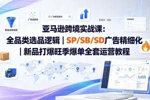 （19563期）亚马逊跨境实战课-更新：全品类选品逻辑｜SP/SB/SD广告精细化｜新品打爆旺季爆单全套运营教程