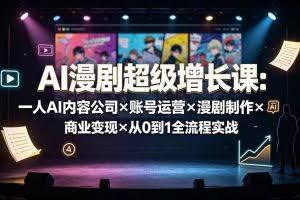 （19553期）AI漫剧超级增长课：一人AI内容公司×账号运营×漫剧制作×商业变现×从0到1全流程实战