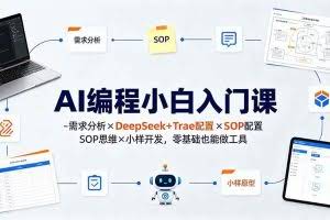 （19539期）AI编程小白入门课-需求分析×DeepSeek+Trae配置×SOP思维×小样开发，零基础也能做工具