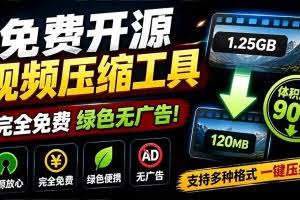 （19495期）Github开源视频压缩瘦身工具，轻松压缩90%，并保持画质清晰，完全免费绿色无广告！VideoSlim