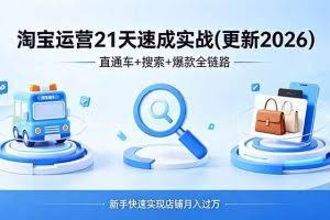 （19446期）淘宝运营21天速成实战(更新4月)，直通车+搜索+爆款全链路，新手快速实现店铺月入过万
